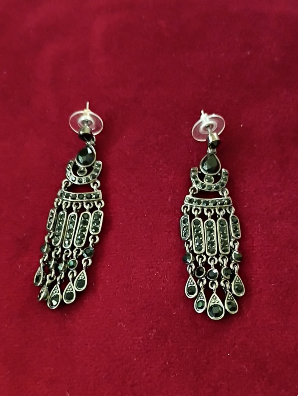Black Crystal Chandelier Drop Earrings - Women Jewelry